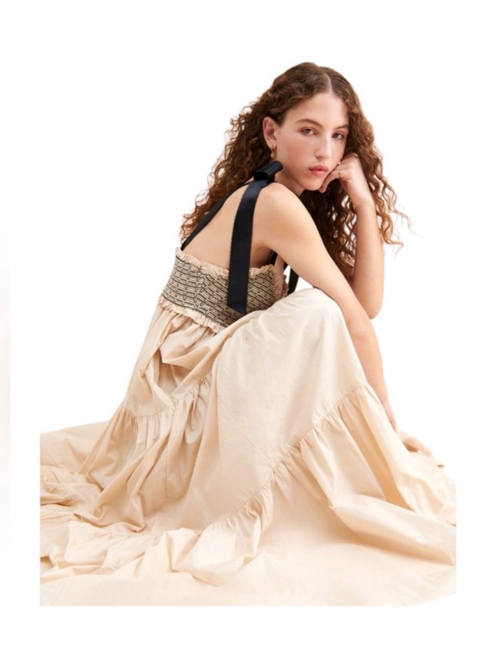 Free People Bluebell Patchwork Maxi Dress in Vacation Sand - Picture 6 of 10
